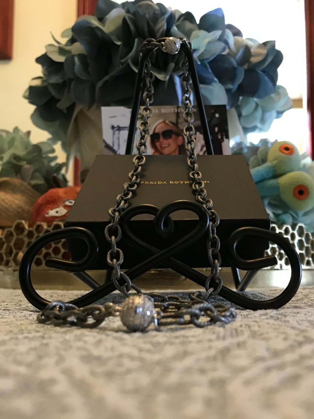 Freida Rothman Vault Necklace & Bracelet Set Two Tone Cable Chain Crystal Pavé